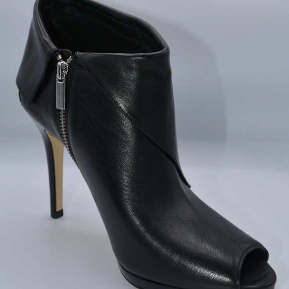 MICHAEL by Michael Kors - Kendra Peep Toe Bootie - Black Leather - 9M - Picture 2 of 12
